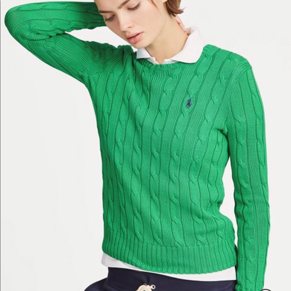 Green Ralph Lauren cable knit sweater